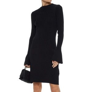 Maje Robinson Ribbed Knit Black Metallic Bell Sleeve Dress Size M